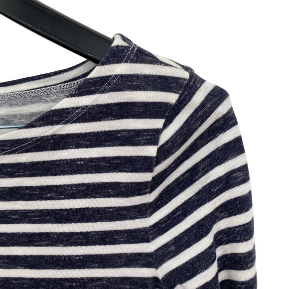 Gap Dress Casual Gray White Stripe Knit Boat Neck Long Sleeve Cotton Small - Picture 4 of 8